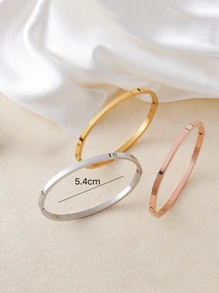 3pcs Stainless Steel Minimalist Solid Color Bracelet Set