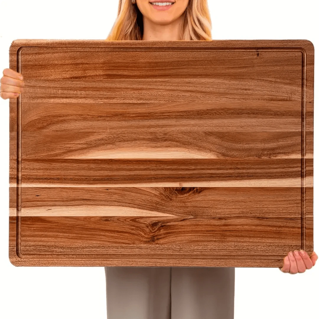 1pc Premium Rosewood Cutting Board With Juice Groove - Thick & Durable Rectangular Kitchen Chopping Board, Suitable For Meat, Fruits, Vegetables, Cooked Food - Great For Home Cooking, Cheese Platter, Farmhouse Style Kitchen Tool, Kitchen Accessory