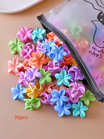 30pcs Mini Macaron Color Floral Side Hair Clips For Bangs Hair Accessories Elegant Hair Claw Women Claw Clips
