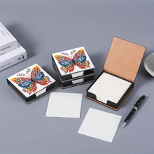Scatola adesiva per note con motivo artistico elegante, senza diamanti, adatta per conservare note e decorazione da scrivania. Le note adesive includono 160 pagine con firma, ideali per la cancelleria quotidiana per registrare idee, compiti, ecc.
