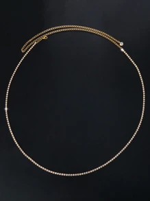 1pc Rhinestone Waist Chain Gold Crystal Waist Chain Belly Chain Sexy Bikini Body Chain Long Silver Rhinestone Waist Chain Belt Summer Beach Body Chain Carnival Party Dance Body Accessories Jewelry For Women Girls