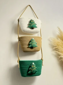 Cotton Woven Storage Basket, Minimalist Style For Living Room Wall Hanging, Snacks, Fruits, Toys Storage, Entryway, Bathroom Storage Box, Home Decor Organizer, Space Saving