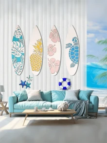 1 件夏威夷冲浪板墙饰，适合家庭和商业空间的热带木质墙饰 - 海滩主题室内/室外标志，耐用的冲浪板悬挂，适合酒吧、咖啡厅、圣诞礼物、沿海波西米亚风格乔迁装饰