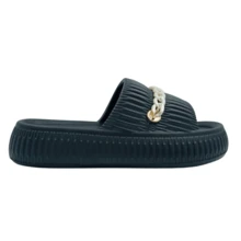 Sandalia Casual  Mujer Cadena y moda - Negro - Ver 2