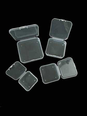 4 piezas Solución de almacenamiento de ventana transparente - Cajas de almacenamiento de cuentas de plástico transparente con tapas con bisagras, adecuadas para manualidades, suministros de costura, joyería