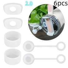 6pcs Cup Straw Splash-Proof Lid & Sealing Gasket Accessories, Compatible With 40oz And 30oz Cups, Includes Straw Lid, Leak Stopper, And Spill-Proof Cap, Clear Color (Please Select The Correct Version)