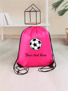 Personalized Nylon Drawstring Pocket, Can Be Printed With Name, Text Or Logo, Custom Backpack For Event Planners. This Bag Is Suitable For Daily Use By Boy And Girl, Suitable For Going Out, Exercise, Travel, Shopping, Beach And Other Occasions. - Black and White Football - View 14