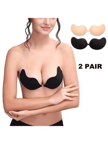 2 piezas de pezoneras con forma de mango hechas de silicona, almohadillas de pecho respirables y plumosas invisibles, ligeras, sin costuras, con diseño de levantamiento del pecho, adecuadas para vestidos de noche, tirantes finos, sin tirantes y accesorios íntimos sin costuras, reutilizables