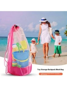 1 pieza Bolsa de almacenamiento plegable multifuncional, bolsa de malla para juguetes de playa, organizador de almacenamiento, bolso de mano, organizador de juguetes de viaje de gran capacidad, portátil para el verano - Varios colores disponibles