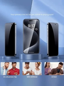 3 Packs Privacy Screen Protector For Pro Max 6.7 Inch Sensor Compatible 9H Private Clear Phone Case Compatible With Iphone 12 11 13 14 15 16 - Black - View 3
