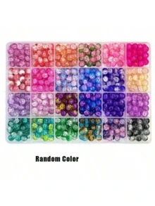 360pcs/480pcs Two-Color Gradient Crystal Imitation Jade Glass Round Beads Beaded Bracelet Making Kit For DIY Bracelets, Necklaces, Earrings, Crafts Beading Kits, Suitable For Beginners (Random Colors)