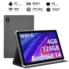 Qetupa 10,1 Zoll Android 14 Tablet-PC, 4GB RAM+128GB Speicher, A523 Octa-Core 2,0 GHz Prozessor, 1280*800 HD IPS Touchscreen, 5MP + 8MP Dual-Kameras, 6000 mAh Akku, 1 TB SD-Kartenerweiterung, BT5.4 & 802.11ac WLAN 2,4G/6G, inkl. stoßfester Lederhülle