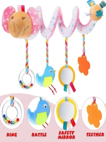 Juguetes para asiento de carro Juguete espiral para asiento de carro para niñas mayores de 6 meses Juguetes para cochecito Juguete de peluche colgante en espiral con elefante para cochecito, carro, viajes y actividades (Delicado), Juguetes para asiento de carro