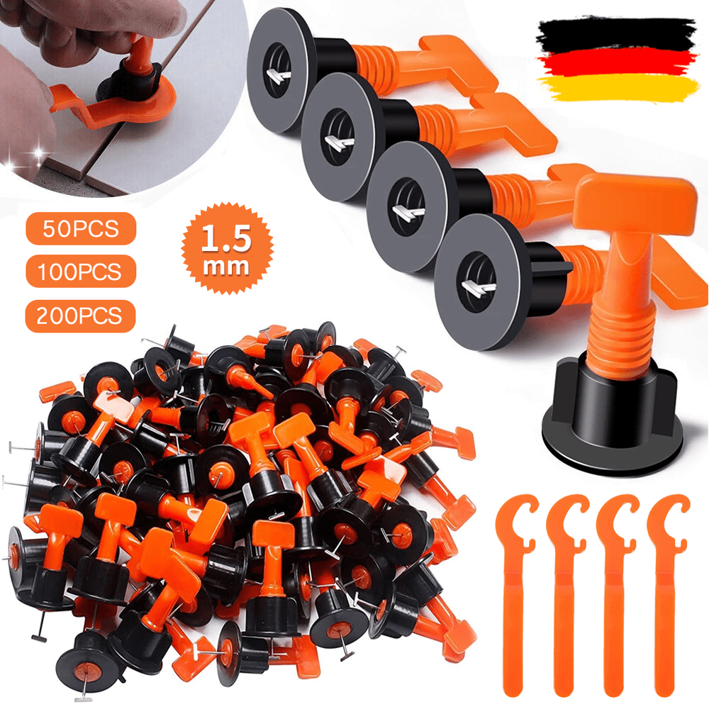50-400PCS Verlegehilfe Fliesen Nivellier Nivelliersystem 1.5mm Stahinadel Nivellier,Wiederverwendbar Montagehilfe Fliesen