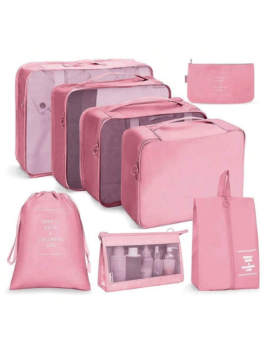 8pcs Travel Packing Cubes, Luggage Organizer Bags With Shoe Bag, Travel Essentials, Travel Accessories, Suitable For Vacation, Holiday, Back To School, Dorm, College Essential