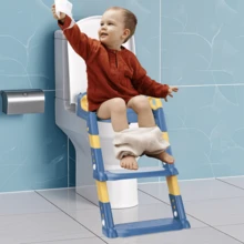 OYAJIA Potty Training Toilet Seat For Boys Girls, Toddler Toilet Seat With Step Stool Ladder, Foldable Toddler Potty Seat For Toilet With Non-Slip Design, Adjustable Height ( Pink / Blue ) - Blue - View 9