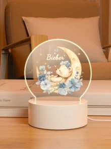 1pc Customized Bear Night Light With Name, Personalized Birthday Gift, Friend Gift, Bedroom Decor, Party Decor, Rabbit Night Light, Halloween Gift, Baby Shower Party Home Decor, Winter Night Gift, Cute Customized, Unique Treasure, Baby Gift, Adorable Baby, Fashionable Ideal Gift, Suitable For Kids, Family, Friends, Daughter, Son, Children's Day Gift - 5 3mm Round-bear - View 12