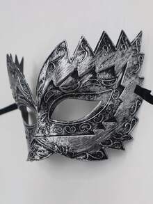 复古锯齿状雕刻古铜色金属半脸面具，适合万圣节角色扮演舞台派对，男士 - 彩色 - 查看 6