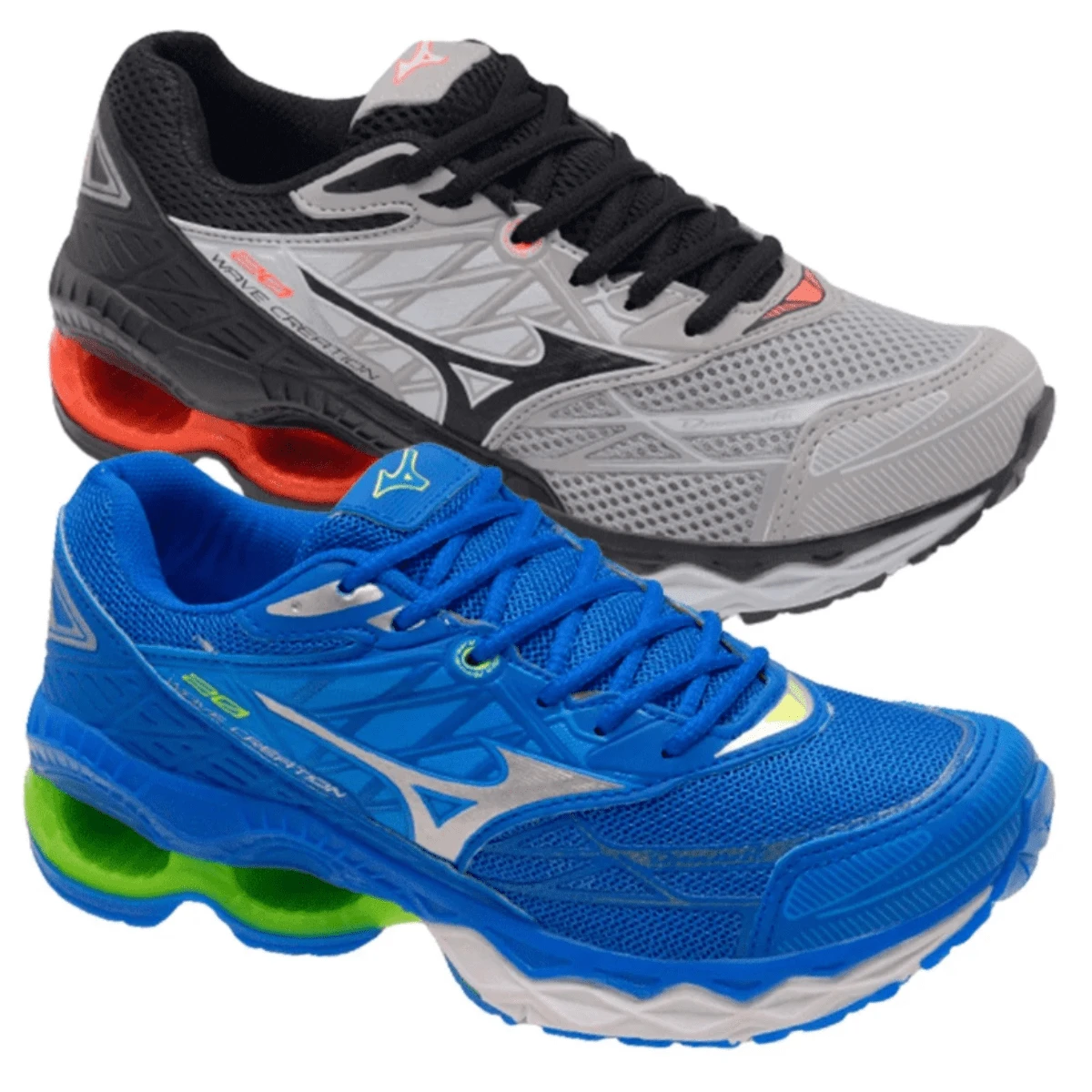 Kit 2 Pairs Of Men's Sports Shoes For The Gym Wave Creation 20 Lightweight And Comfortable Walking - 皇家+灰色 - 查看 1