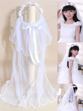 1 pieza Diadema con corona de flores blancas estilo princesa dulce para niñas, apropiada para niña de las flores en bodas