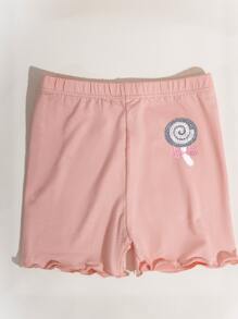 3 Pairs Kids Lollipop Pattern Safety Pants, Soft & Skin-Friendly With Ruffle Hem Leggings