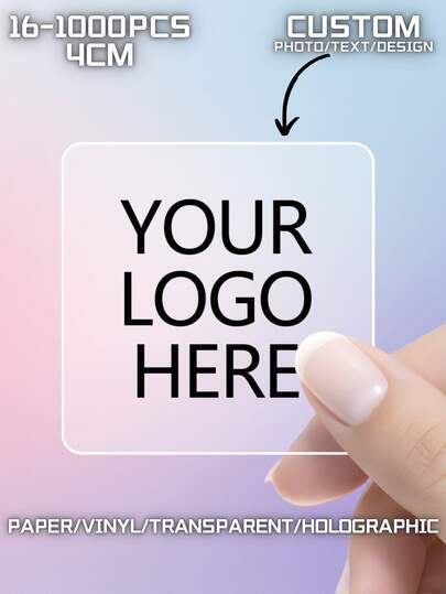 4CM Custom Square Stickers – Personalized Logo Stickers, Waterproof & Holographic Options, Business Branding Labels, Custom Photo Stickers, Any Size Available, Wedding/Engagement/Anniversary Party Labels, Gift Tags, Holiday Stickers For Birthday, Halloween, Thanksgiving, Christmas,Wallpaper Stickers Wall
