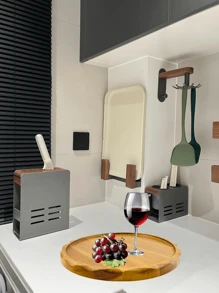 1pc Rosewood Wave Edged Serving Tray, Creative Decorative Tray For Coffee Table, Fruit Tray, Kitchen Utensils, Suitable For Entertaining Guests, Also Can Be Used As Decorative Tray, Tabletop Decor Tray, Decorative Tray, Center Piece Tray, Jewelry Tray, Cosmetic Tray, Birthday Display Stand, Wedding Candy Tray, Cupcake Tray, Suitable For Birthday