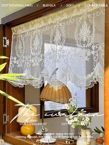 1pc French, European, American Style Rod Pocket Sheer Curtain, Window Valance, Short Curtain, Partition Curtain