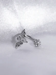 1pc Butterfly Shaped, Bat Lips Ring, Sparkling Harajuku Lip Ring, Cartilage Hoop, C-Shape, Pink & White, New Lip Piercing Jewelry, Suitable For Women's Daily Wear And Gift
