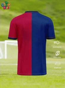 Kids Soccer Barcelona Messi Yamal Jersey Red & Blue | Custom Name & Number | Quick-Dry Breathable Fabric | Football Volleyball Training Shirt | Youth Performance Top | Summer Team Style | Gift For Young Athletes, Halloween, Thanksgiving, Christmas And New Year Gifts