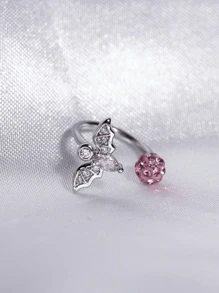 1pc Butterfly Shaped, Bat Lips Ring, Sparkling Harajuku Lip Ring, Cartilage Hoop, C-Shape, Pink & White, New Lip Piercing Jewelry, Suitable For Women's Daily Wear And Gift