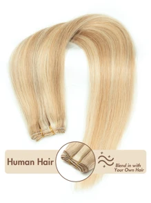 Extensiones de cabello humano para coser, 1 pieza de 50G, cabello humano liso, extensiones de cabello natural de 12-24 pulgadas, mechas de cabello DIY para mujeres, mejoras de cabello livianas para uso diario