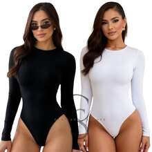 Kit 2 Suplex Bodysuit Long Sleeve Second Skin Crew Neck Bory Long Sleeve Plain - 黑色 白色 - 查看 1