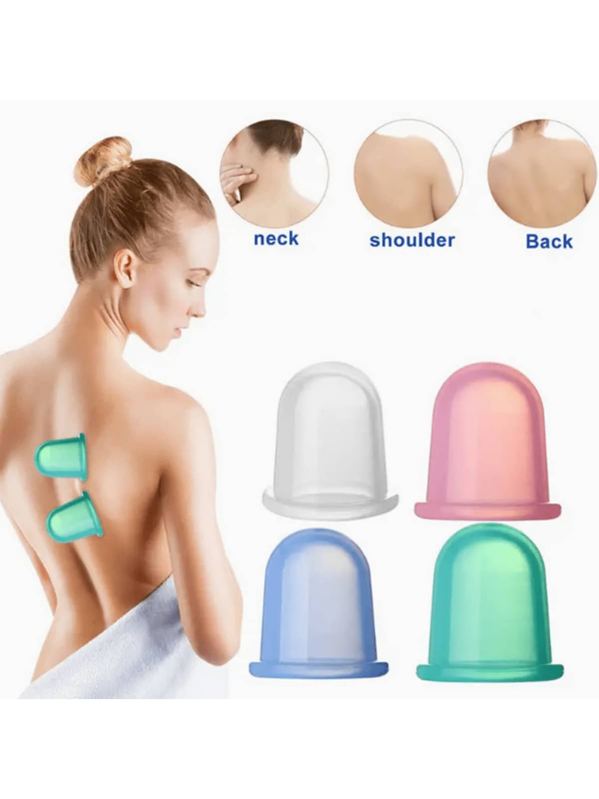 1-5 piezas Producto de cuidado de la salud familiar duradero, ventosas de masaje corporal completo, ventosas de succión de vacío, ventosas de silicona, masajeador anticelulitico, color aleatorio