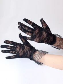 1 Set, Women's Mini Hat With Lace Gloves, Party Mini Hat, British Style Hat - A - View 4