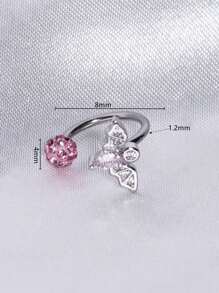 1pc Butterfly Shaped, Bat Lips Ring, Sparkling Harajuku Lip Ring, Cartilage Hoop, C-Shape, Pink & White, New Lip Piercing Jewelry, Suitable For Women's Daily Wear And Gift