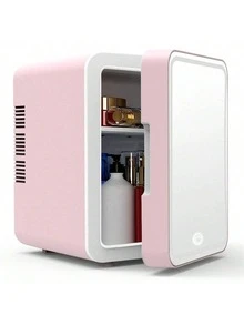 SOKANY Mini frigo da toilette 4L con luce LED dimmerabile, specchio, funzione di raffreddamento e riscaldamento per trucchi e alimenti, mini frigo portatile per camera da letto, ufficio e auto