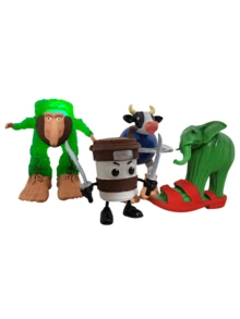 Set de figuras Tralalero Tralala 4 piezas de 10cm Capuchino Asenino Prr Prr Patapum Vaca Saturn Saturnina Lirili Larila colección exclusiva decorativa infantil regalo detalles creativos - Multicolor - Ver 1