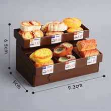 Mini Estante de Pan, Miniatura de Pan Simulado, Comida Falsa, Juego de Juguete de Resina Decoración Dulce, Adecuado para Decoración de Fiestas, Pequeños Juguetes de Regalo