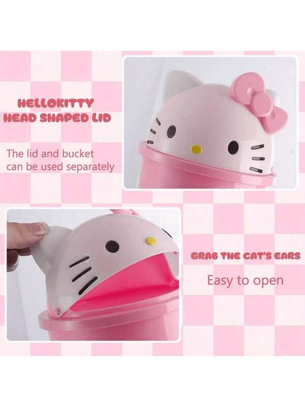 Sanrio Sanrio KT猫创意卡通桌面垃圾桶，大容量垃圾桶带盖，适用于家庭、卧室、客厅、浴室、厨房使用