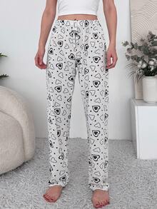 2 Packs Women's Pajama Pants – Heart & Plaid Print Set - White - View 4