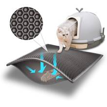 1 pièce de tapis à litière pour chat à double couche, tapis de nettoyage antidérapant pour animaux de compagnie pour ramasser la litière, tapis de boîte à litière pour chien/chat imperméable, tapis à litière pour chat facile à nettoyer, tapis antidérapant pour animaux de compagnie convenant aux chats et aux chiens, tapis anti-éclaboussures à double couche