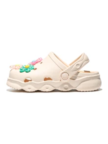 HOEASE 儿童亮色木屐，适合幼儿和女孩，透气轻便，是沙滩、泳池等场合的理想之选，防滑凉鞋、水鞋、夏季拖鞋，蓝色 - 米色 - 查看 6