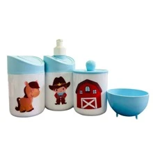 Kit Higiene Baby Cowboy Menino c/bandeja nuvem crua
