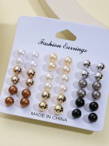 Set de 36 piezas pendientes de perlas falsas coloridas y versátiles, aptos para uso diario y regalos festivos para mujeres