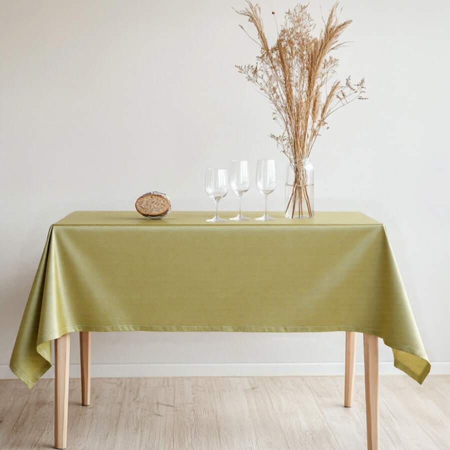 Nappe de table au look lin imperméable et anti-taches, lavable. Couverture de table à manger/de café rectangulaire, enduite de TPU, anti-salissures et anti-poussière, pour la décoration de la maison, du restaurant et des fêtes