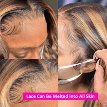 Ombre Lace Front Wig Human Hair 28inch 13x4 Straight Highlight Wig Human Hair 250% Density 4/27 Colored Honey Blonde HD Lace Frontal Wigs For Women Glueless Pre Plucked With Baby Hair - S4/27 - 查看 5