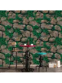 1 Roll Of Rural Style Stone Crevice Grass Contact Paper Can Be Peeled And Pasted With Vinyl, Waterproof And Detachable, Suitable For Home Decoration And Furniture Renovation, Suitable For Bedroom, Living Room, Bathroom, TV Background Wall Decoration