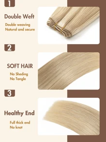 Extensiones de cabello humano para coser, 1 pieza de 50G, cabello humano liso, extensiones de cabello natural de 12-24 pulgadas, mechas de cabello DIY para mujeres, mejoras de cabello livianas para uso diario