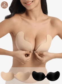 زوج/زوجان من حمالات الصدر اللاصقة بدون أشرطة ذات قطع منخفض للرفع والتثبيت الذاتي، حمالة صدر خفية بدون ظهر